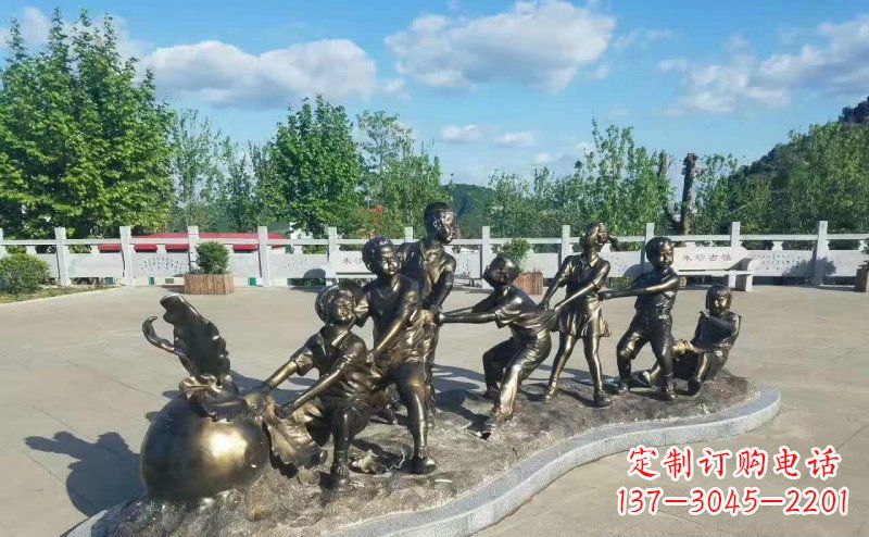 吉林拔萝卜人物铜雕 (2)