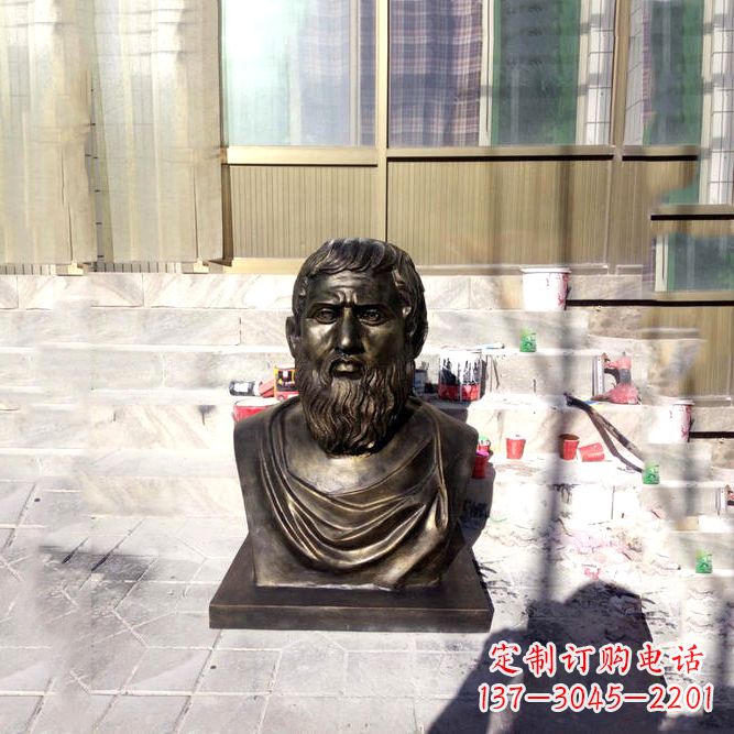吉林柏拉图仿铜头像-玻璃钢仿铜世界名人雕塑