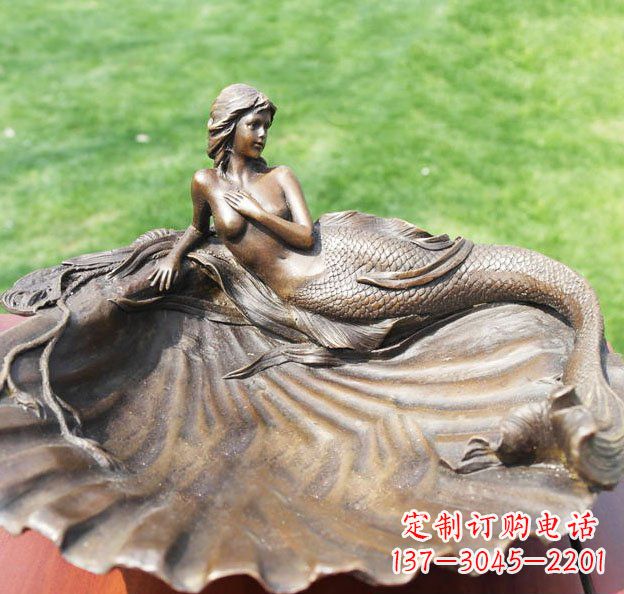 吉林贝壳上的美人鱼园林景观铜雕