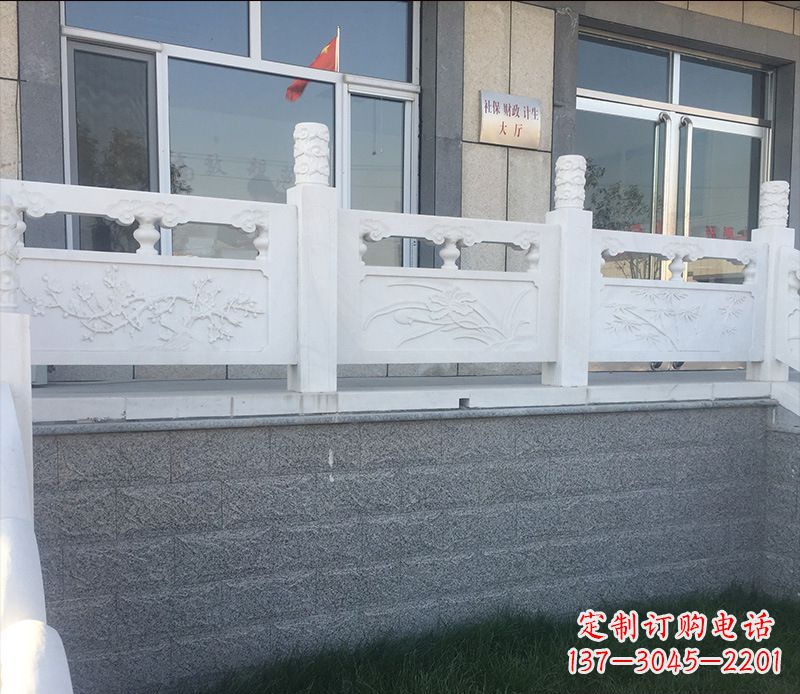 吉林别墅汉白玉栏板景观石雕 (2)