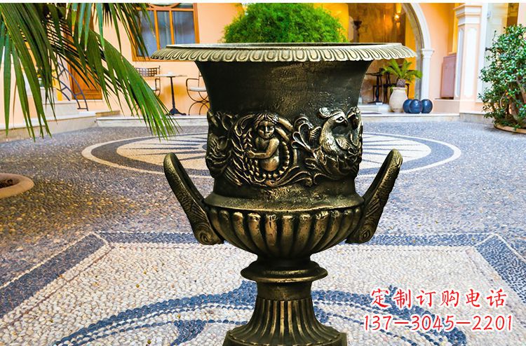吉林别墅花盆铜雕