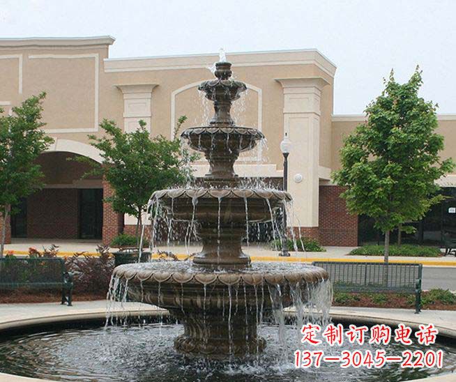 吉林别墅景观石雕多层喷泉雕塑 (3)