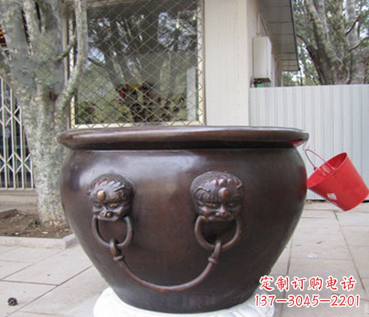 吉林招财进宝水缸铜雕塑摆件
