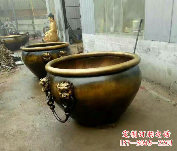 吉林精致的铜制家居摆件——水缸铜雕塑