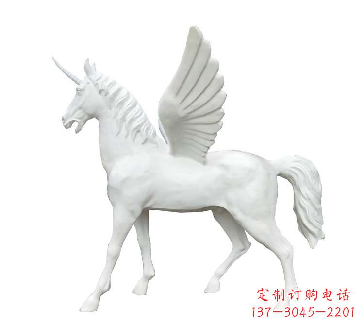 吉林玻璃钢白色飞马雕塑