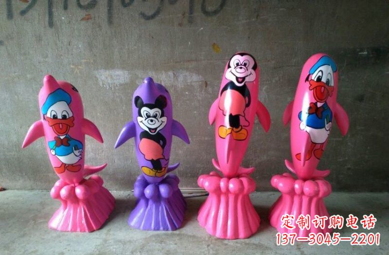 吉林玻璃钢彩绘海豚雕塑