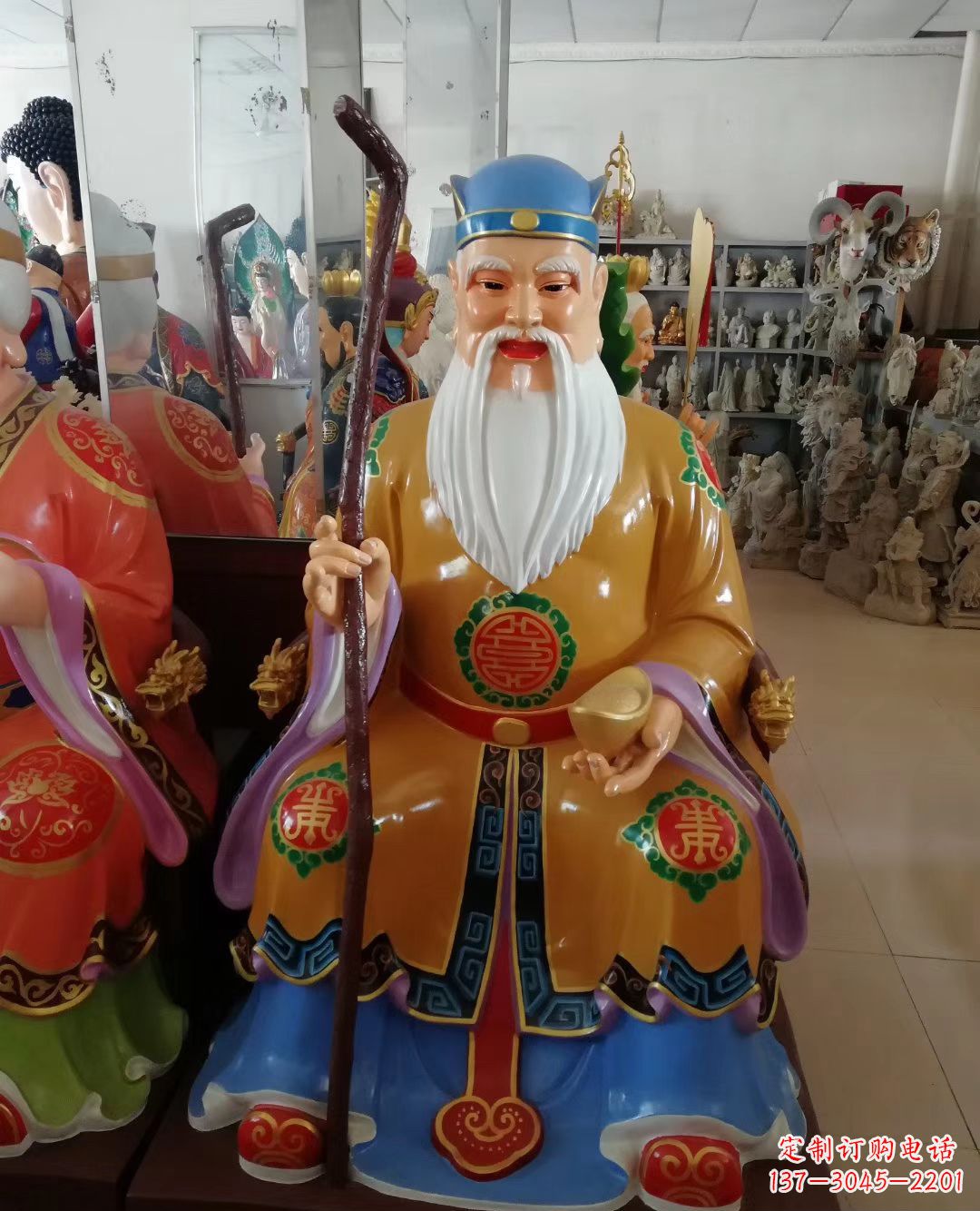 吉林玻璃钢彩绘神像土地公雕塑