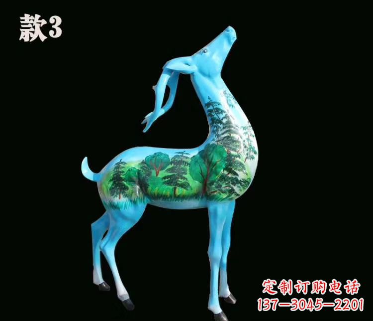 吉林玻璃钢彩绘艺术小鹿雕塑