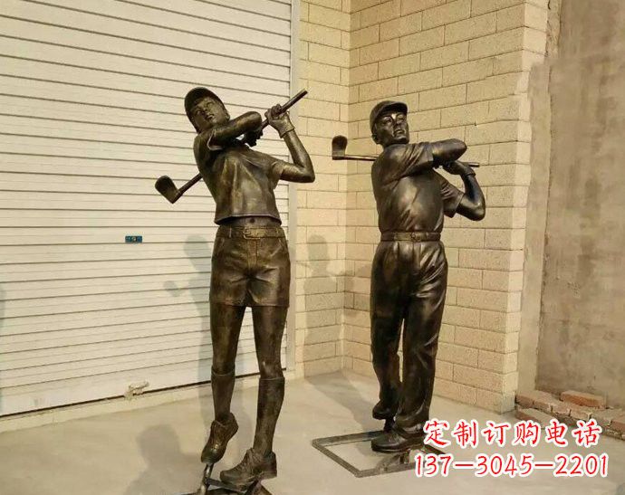 吉林玻璃钢仿铜打高尔夫人物
