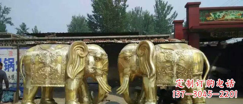 吉林玻璃钢仿铜大象公园动物雕塑