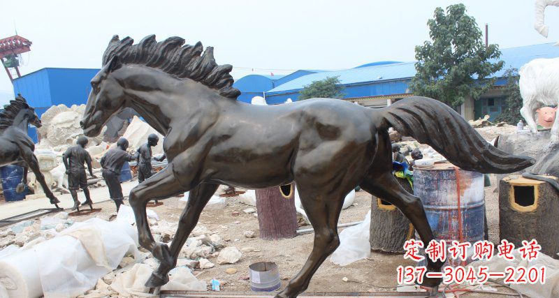 吉林玻璃钢仿铜马广场动物雕塑 (2)