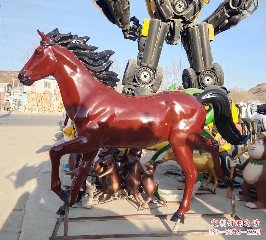 吉林玻璃钢奔马雕塑