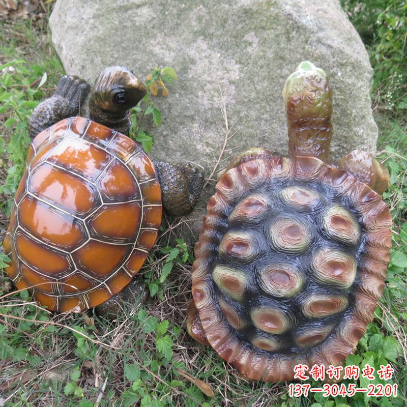 吉林玻璃钢仿真乌龟雕塑,园林陆龟海龟花园装饰摆件
