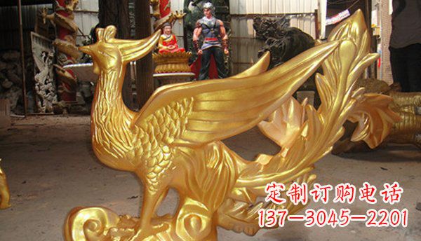 吉林玻璃钢凤凰仿铜动物雕塑