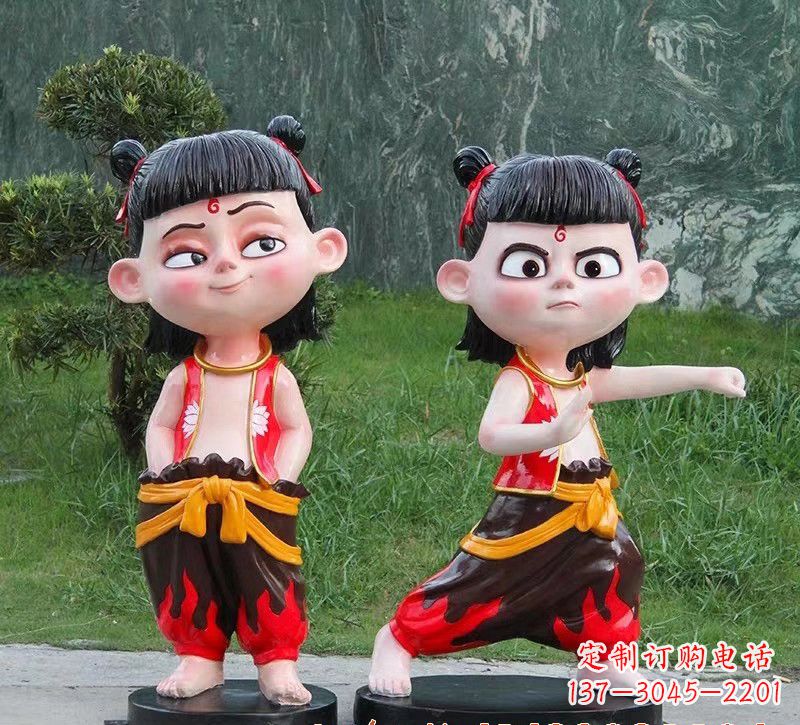 吉林玻璃钢卡通哪吒人物雕塑