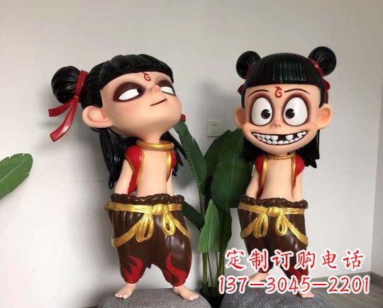 吉林玻璃钢卡通哪吒雕塑