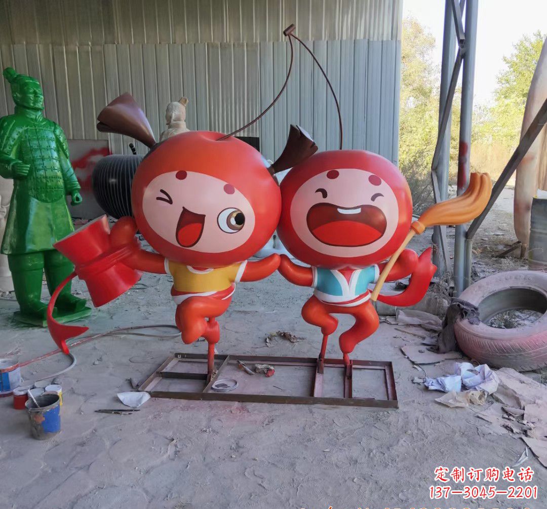 吉林玻璃钢卡通苹果雕塑
