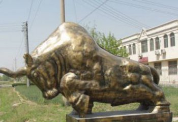 吉林黄铜斗牛雕像