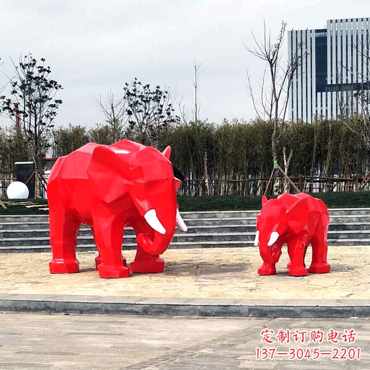 吉林玻璃钢喷水大象头雕塑-园林广场块面大象雕塑摆件