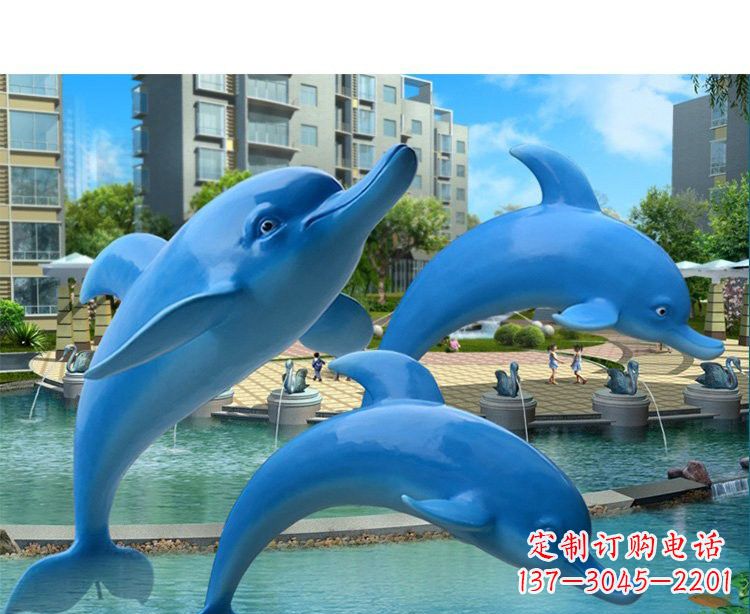 吉林玻璃钢跳跃的海豚雕塑
