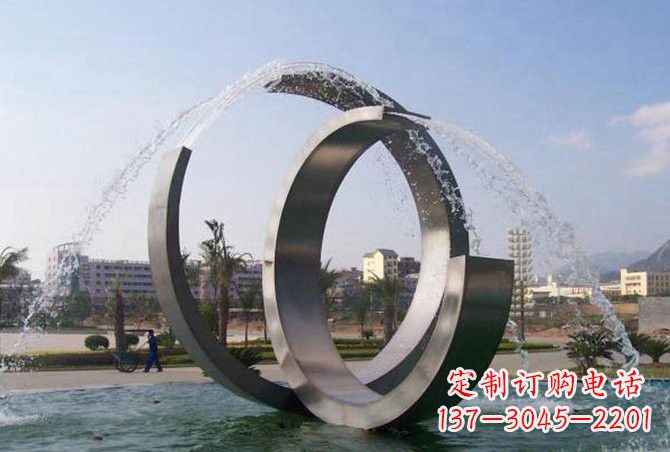 吉林不锈钢C形喷泉雕塑