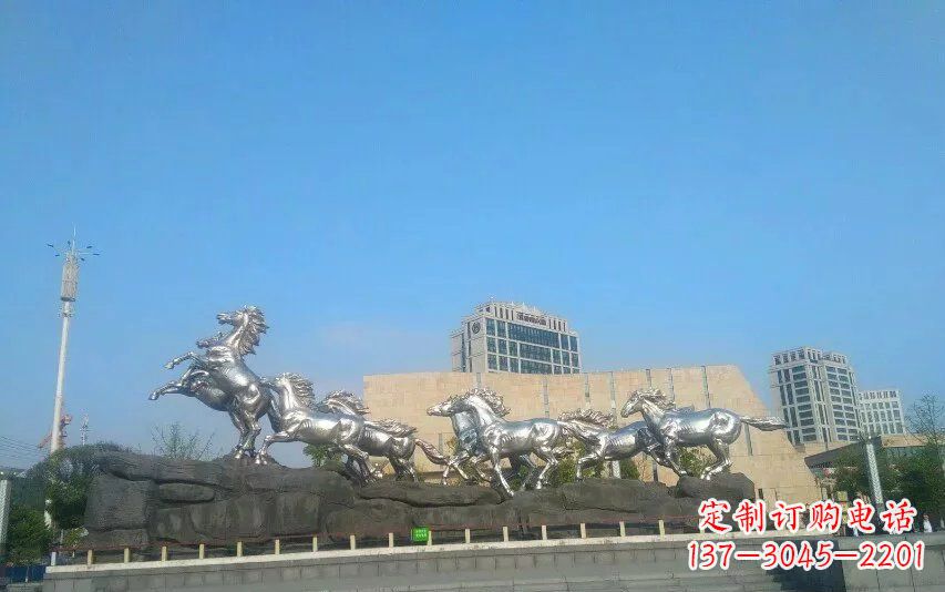 吉林不锈钢八匹马动物雕塑