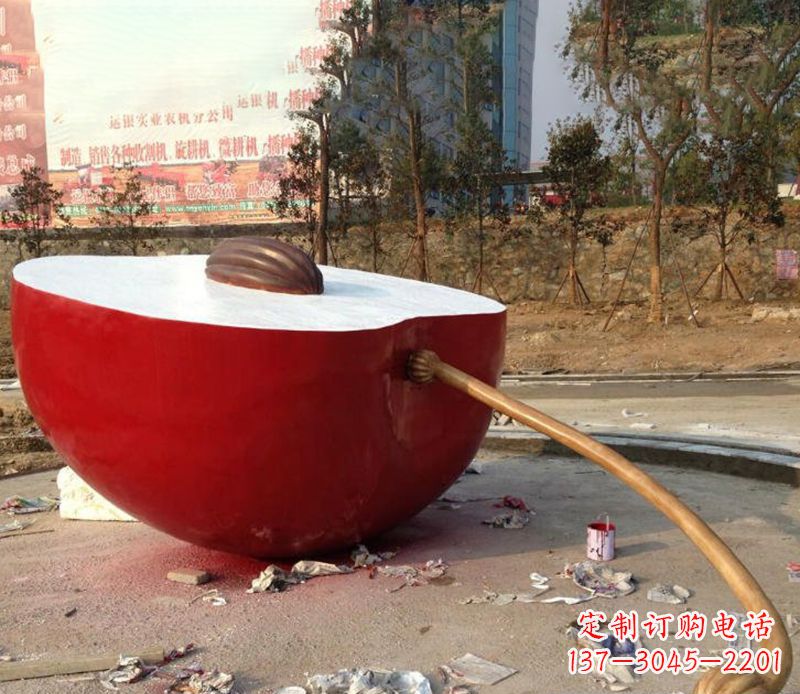 吉林不锈钢半块苹果雕塑