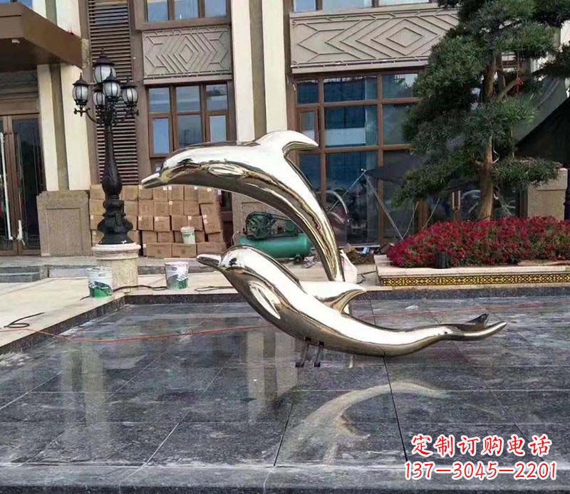 吉林不锈钢别墅海豚装饰雕塑