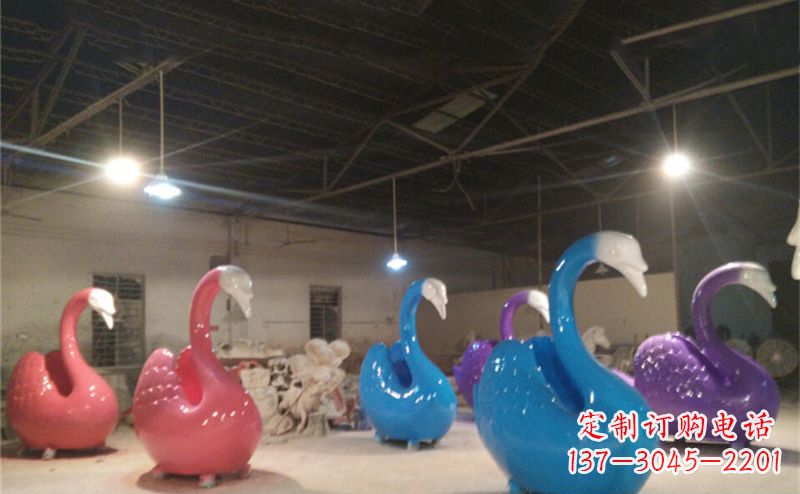 吉林不锈钢彩色天鹅动物雕塑