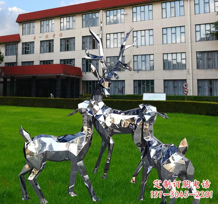 吉林不锈钢草坪麋鹿雕塑