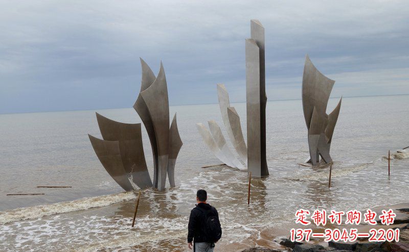 吉林不锈钢抽象船帆海边景观雕塑