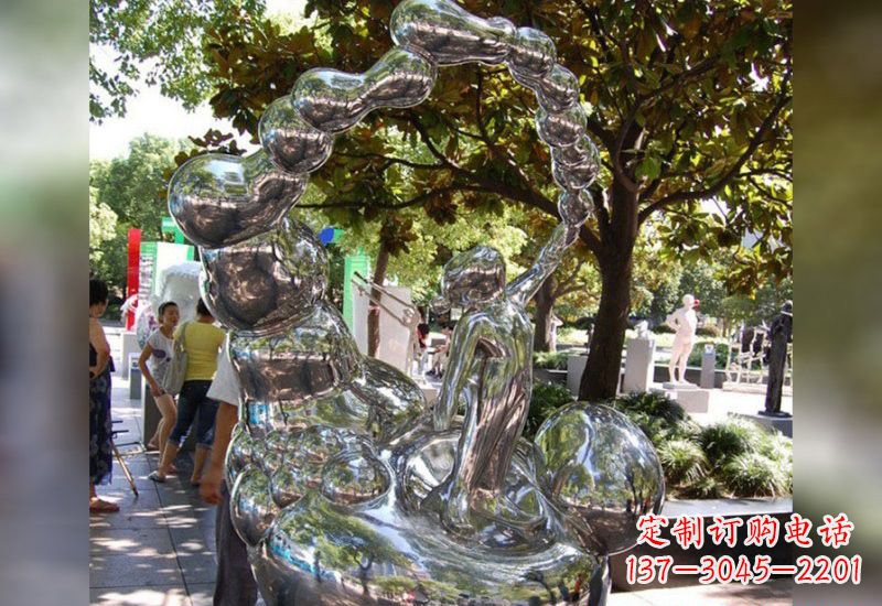 吉林不锈钢抽象吹泡泡的儿童雕塑
