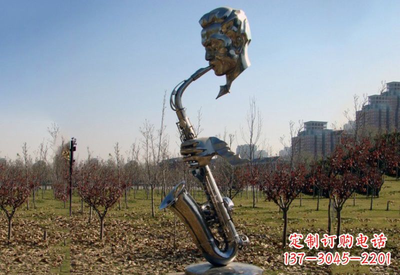吉林不锈钢抽象吹萨克斯人物雕塑