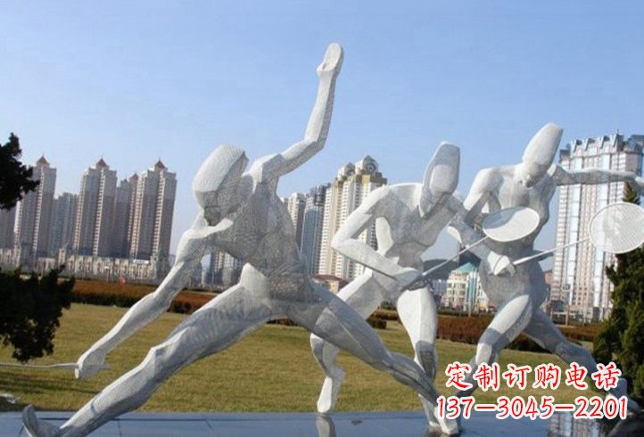 吉林不锈钢抽象打羽毛球人物雕塑