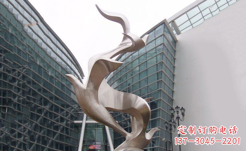 吉林不锈钢抽象大雁鸽子雕塑