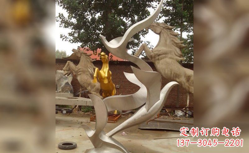 吉林不锈钢抽象大雁鸽子雕塑 (2)
