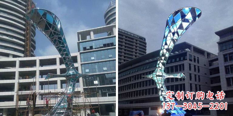 吉林不锈钢抽象大雁景观雕塑