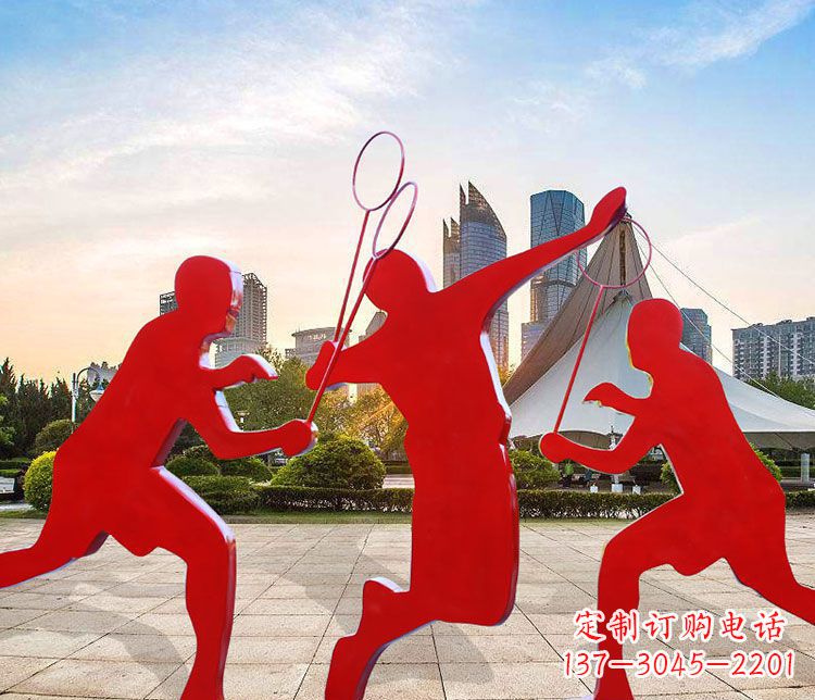 吉林不锈钢抽象剪影打羽毛球人物雕塑