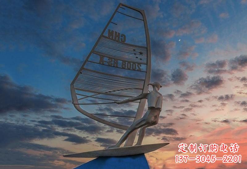 吉林不锈钢抽象驾驶帆船人物雕塑