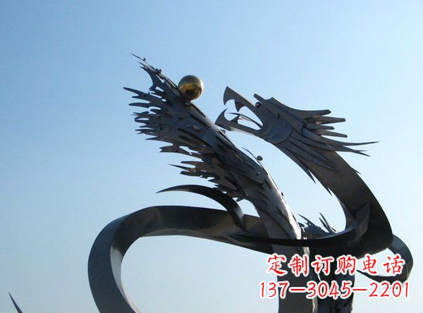 吉林不锈钢抽象龙动物雕塑 (2)