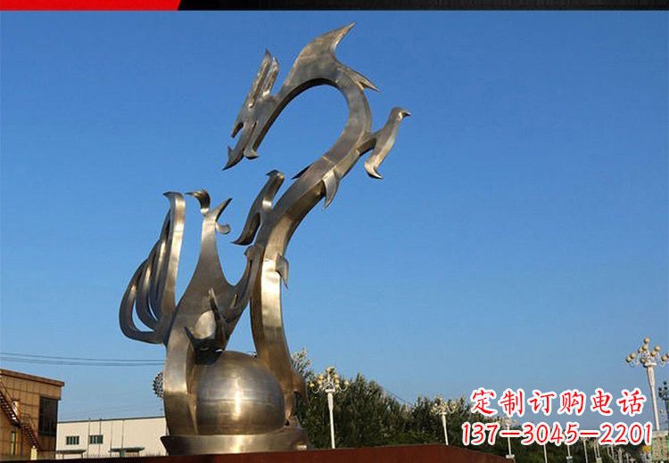 吉林不锈钢抽象龙凤雕塑