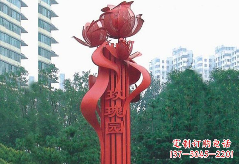 吉林不锈钢玫瑰雕塑精美而优雅