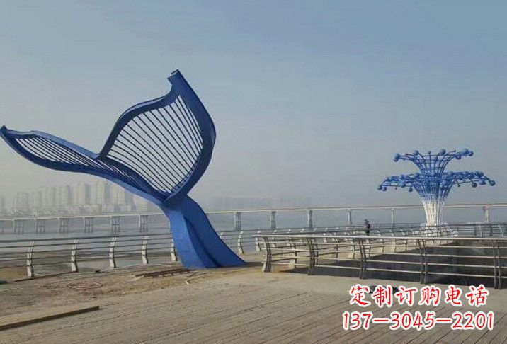 吉林不锈钢抽象喷水鲸鱼雕塑