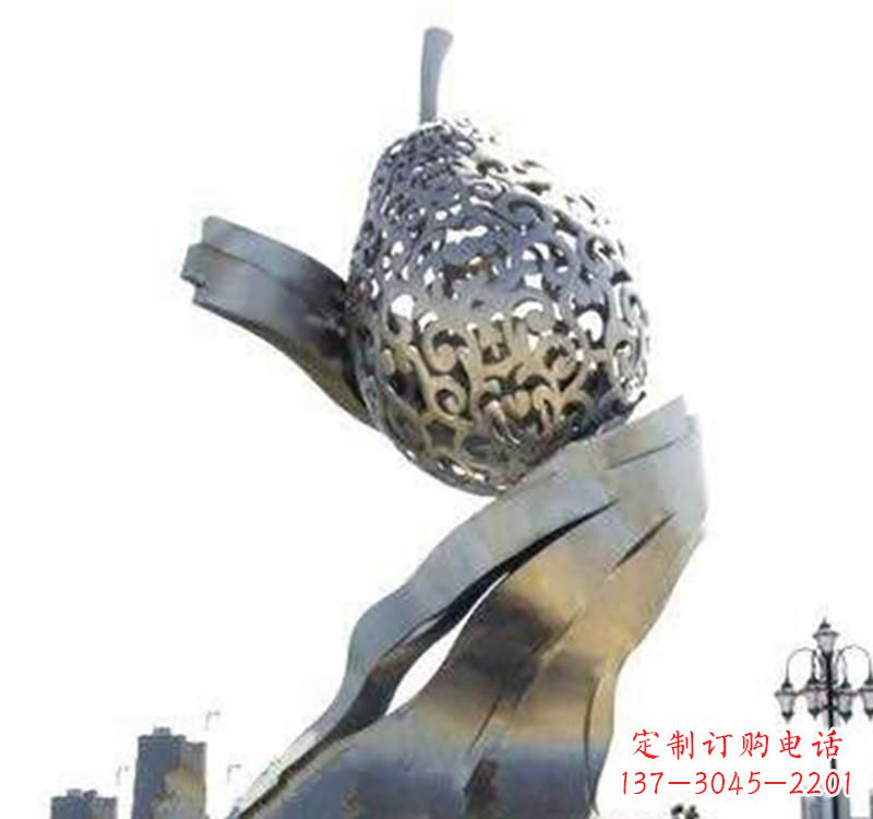 吉林不锈钢抽象水果梨雕塑