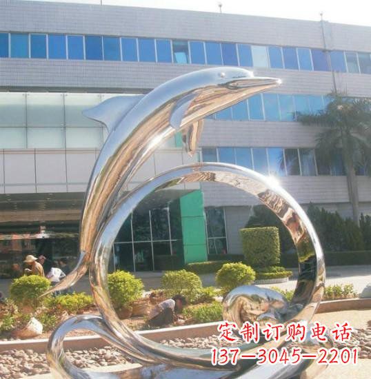 吉林不锈钢抽象跳跃的海豚雕塑