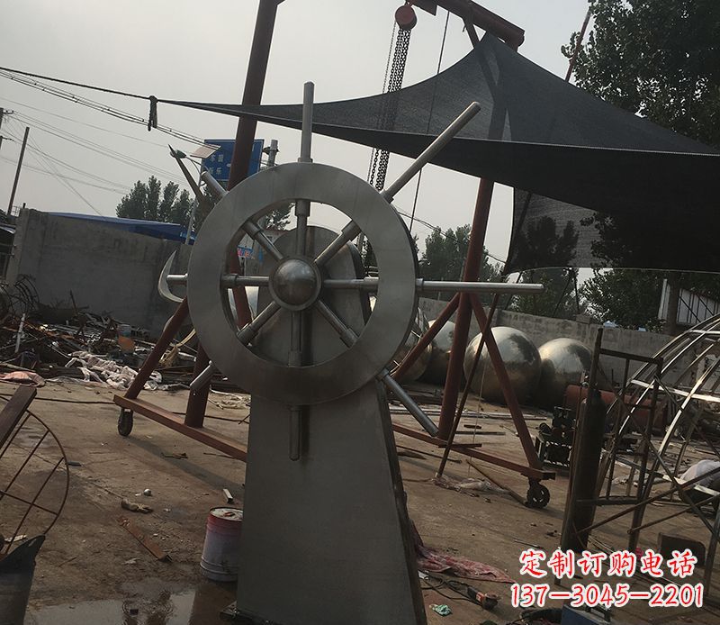 吉林不锈钢船舵景观雕塑 (2)