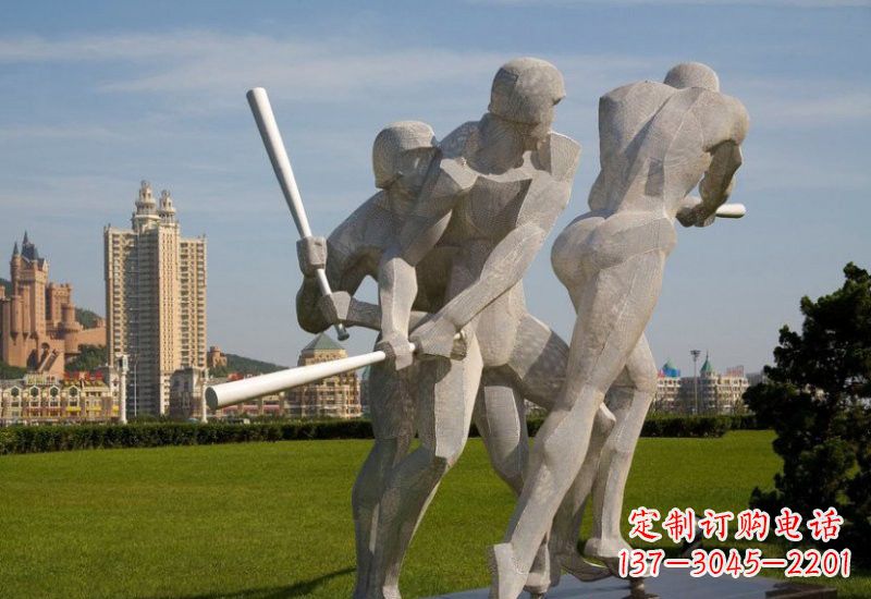 吉林不锈钢打棒球人物雕塑2