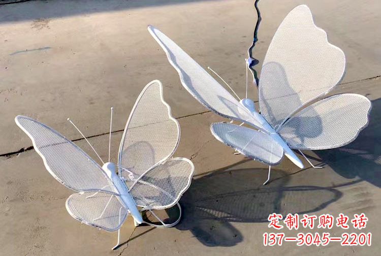吉林不锈钢钢丝网格蝴蝶雕塑摆件,可加灯带