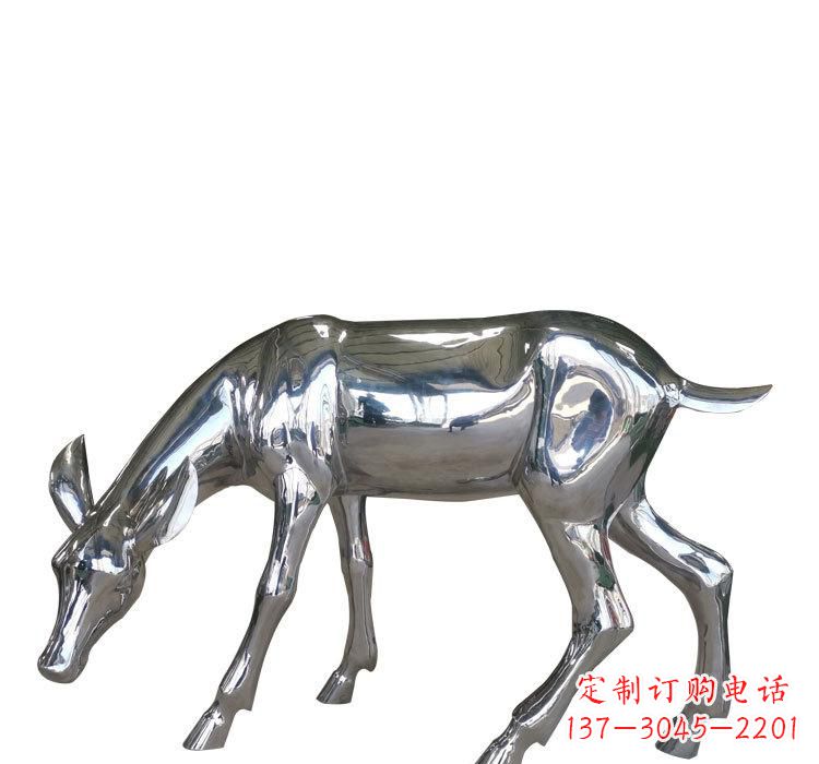 吉林不锈钢公园草坪小鹿雕塑