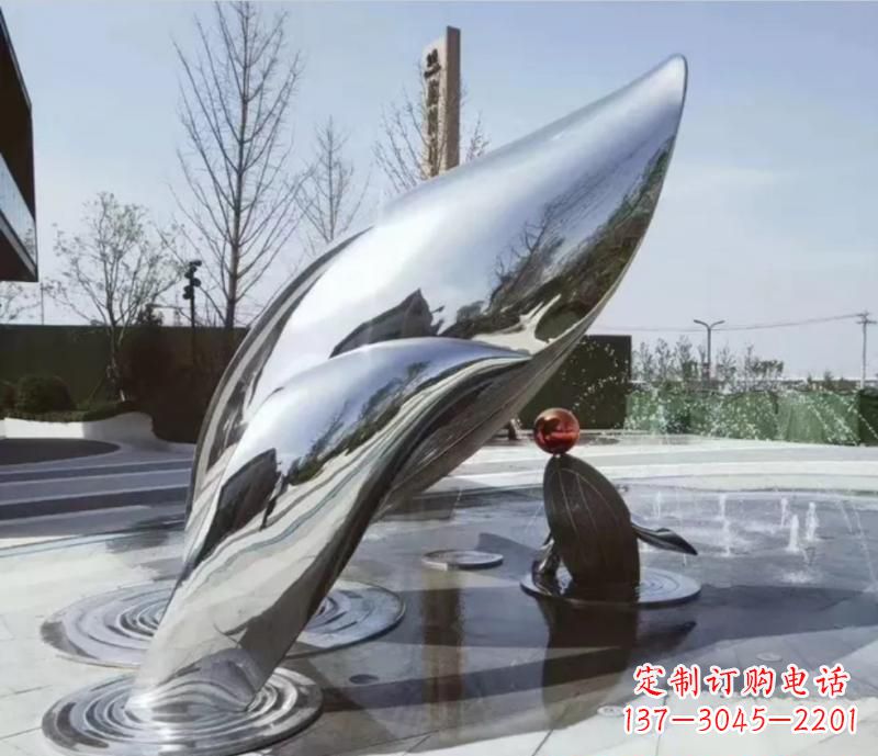 吉林精美不锈钢海豚雕塑